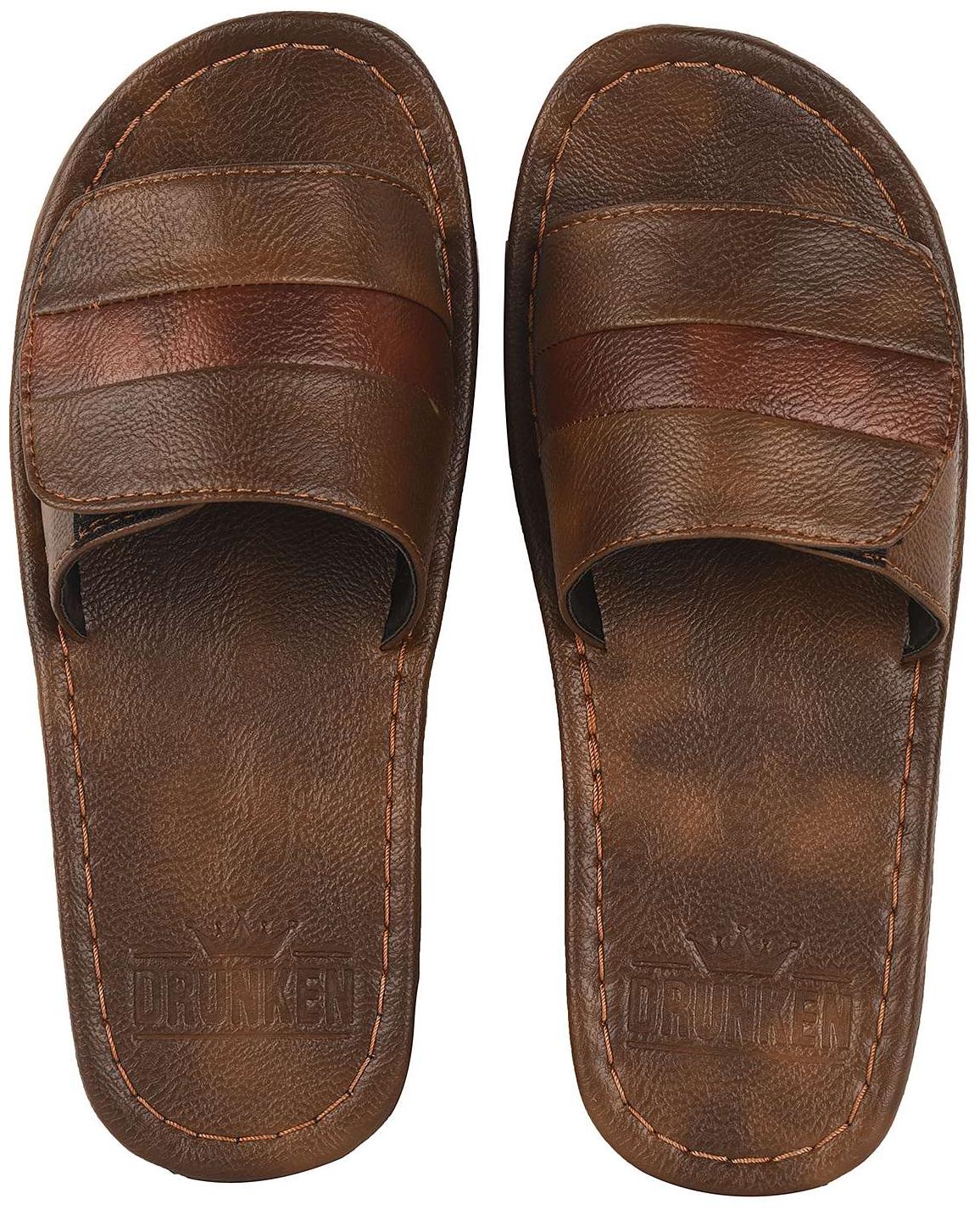 

DRUNKEN Mens Synthetic Leather flipflops Camel Size UK Ind - 8