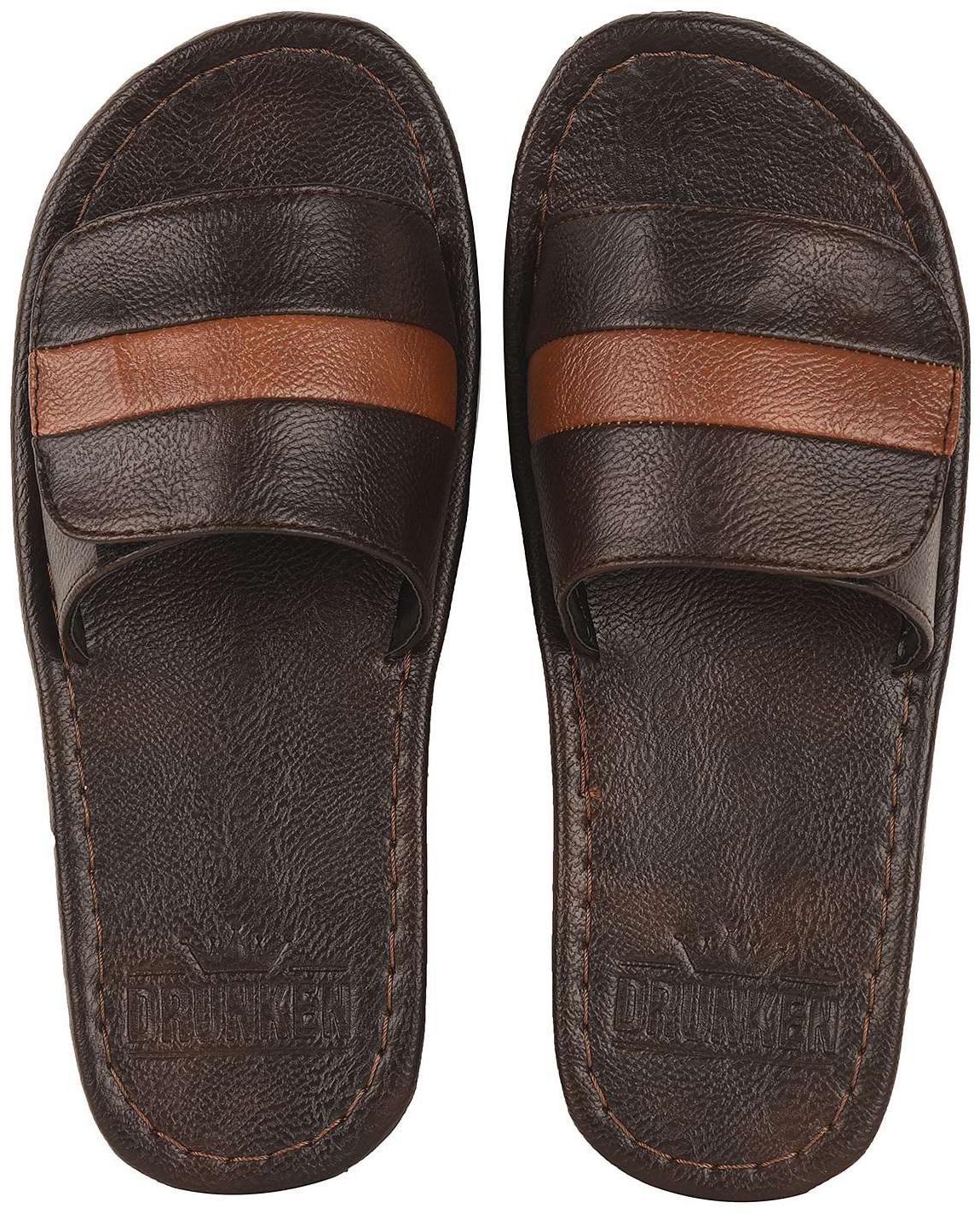 

DRUNKEN Mens Synthetic Leather flipflops Brown Size UK Ind - 10