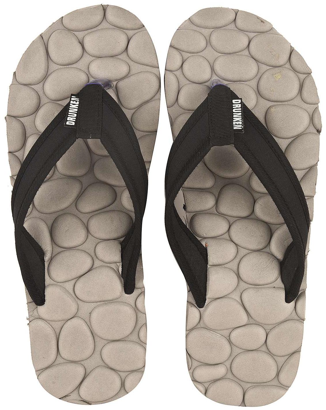 

DRUNKEN Mens Grey Acupressure Slippers and Foot Massage flip flops Indian Size 9