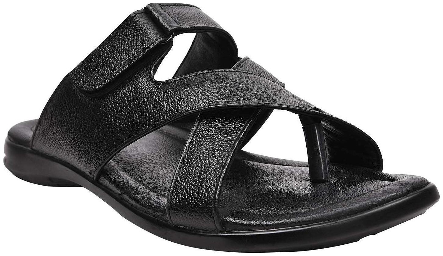 

Mens leather chappal EGT-86663 black Colour