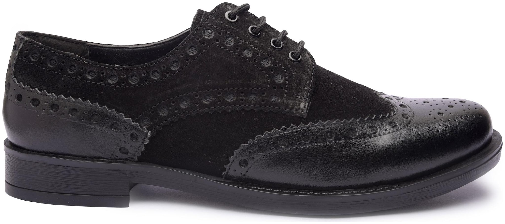 

MISSALI 1932 Men Black Derby Formal Shoes - WINGTIP BROGUE