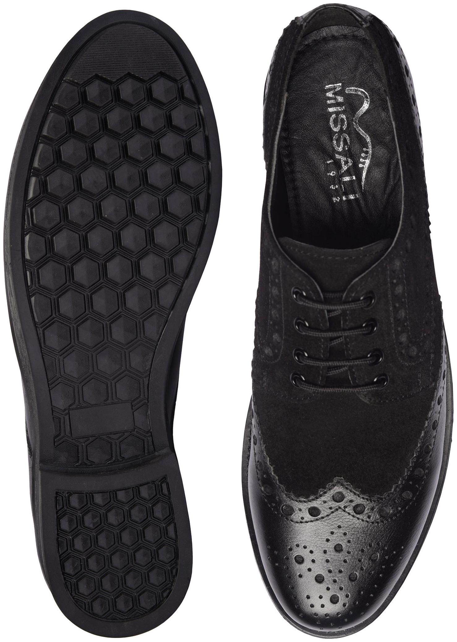 

MISSALI 1932 Men Black Derby Formal Shoes - WINGTIP BROGUE