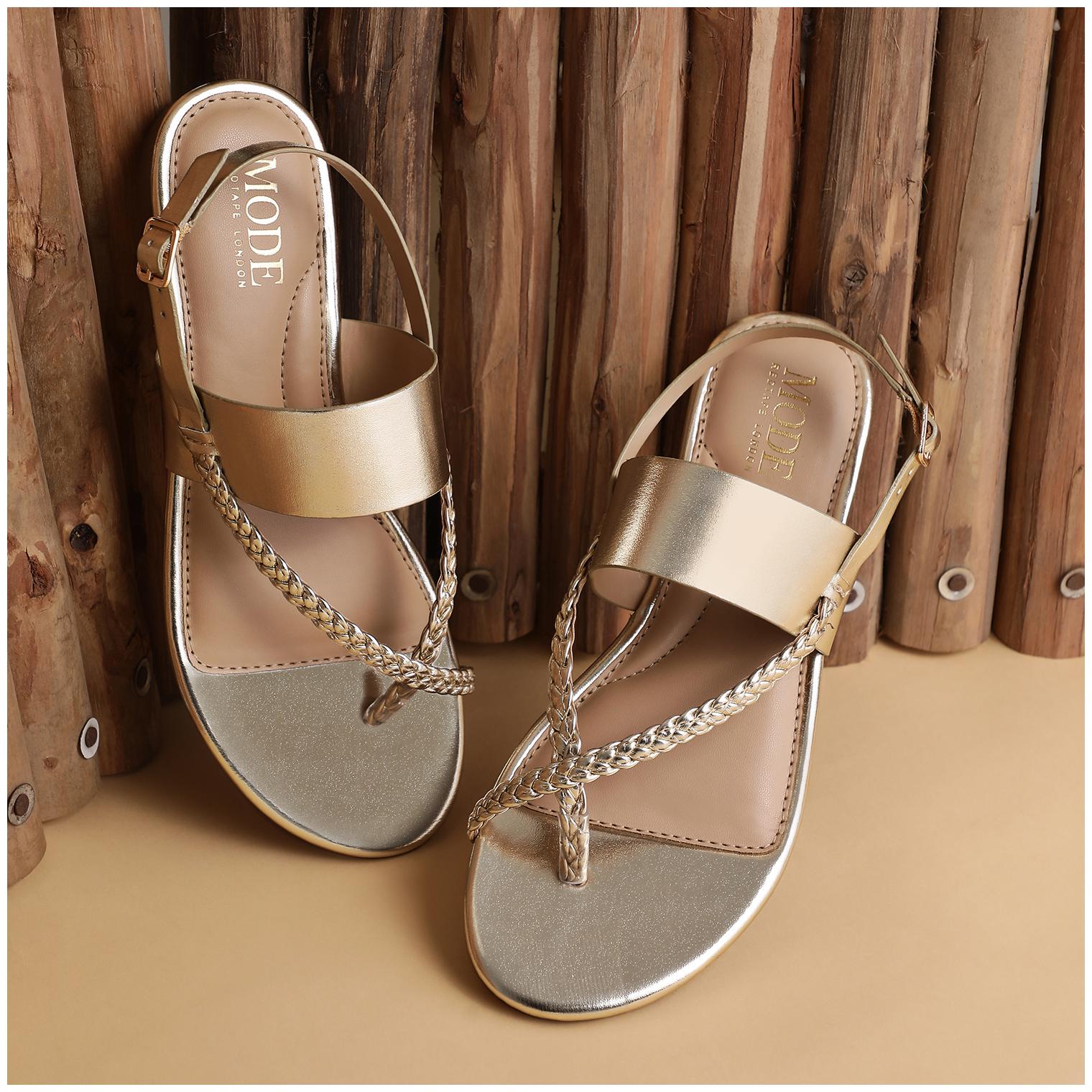 

Mode by Red Tape Women Gold Open Toe Flats