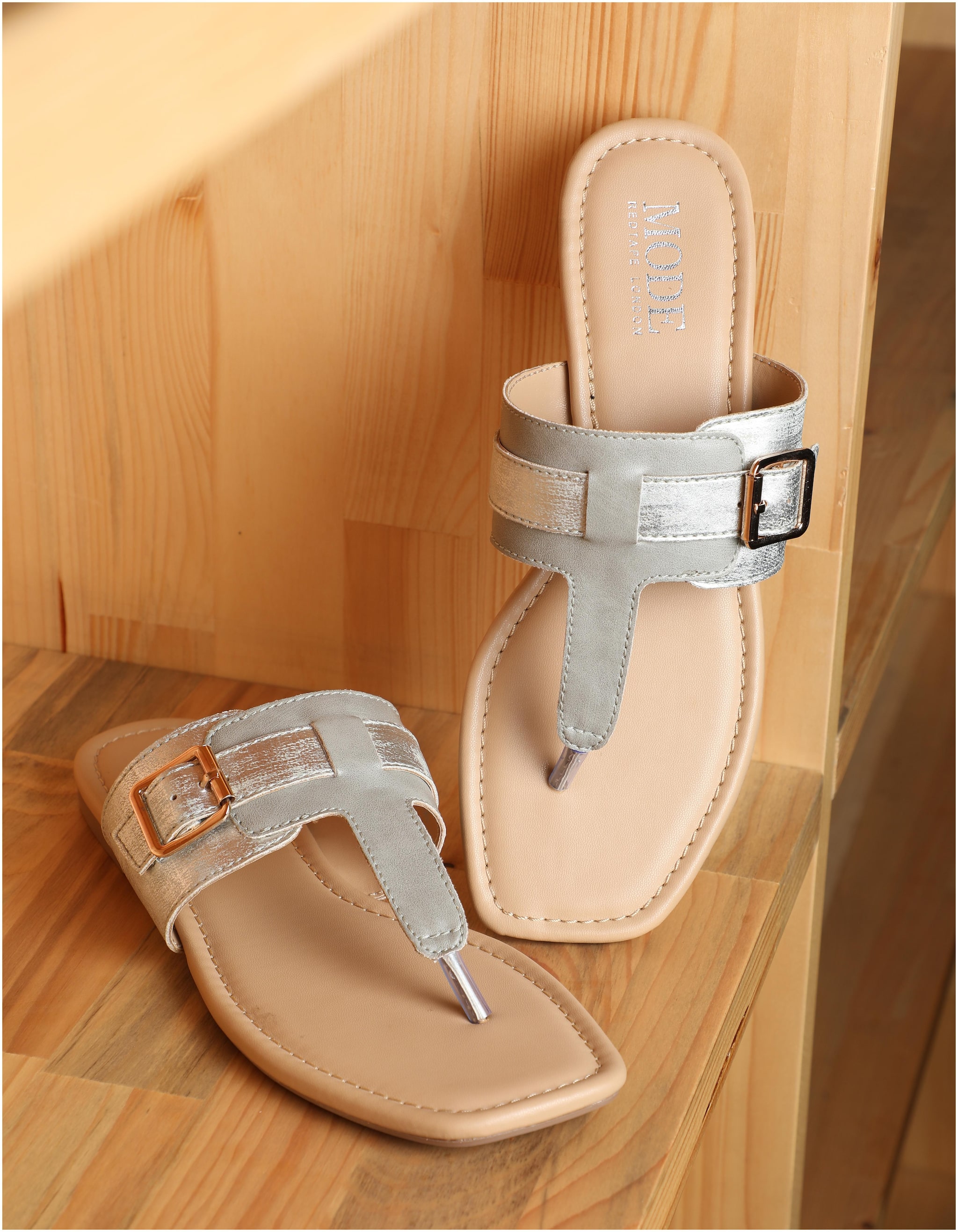 

Mode by Red Tape Women Grey T-Strap Flats