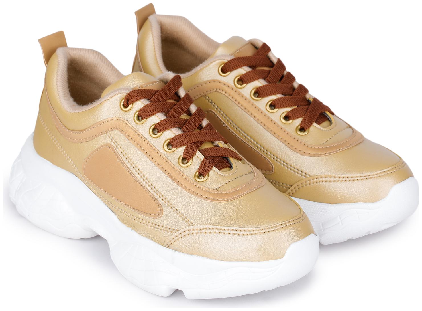 

Moonwalk Women Gold Sneakers