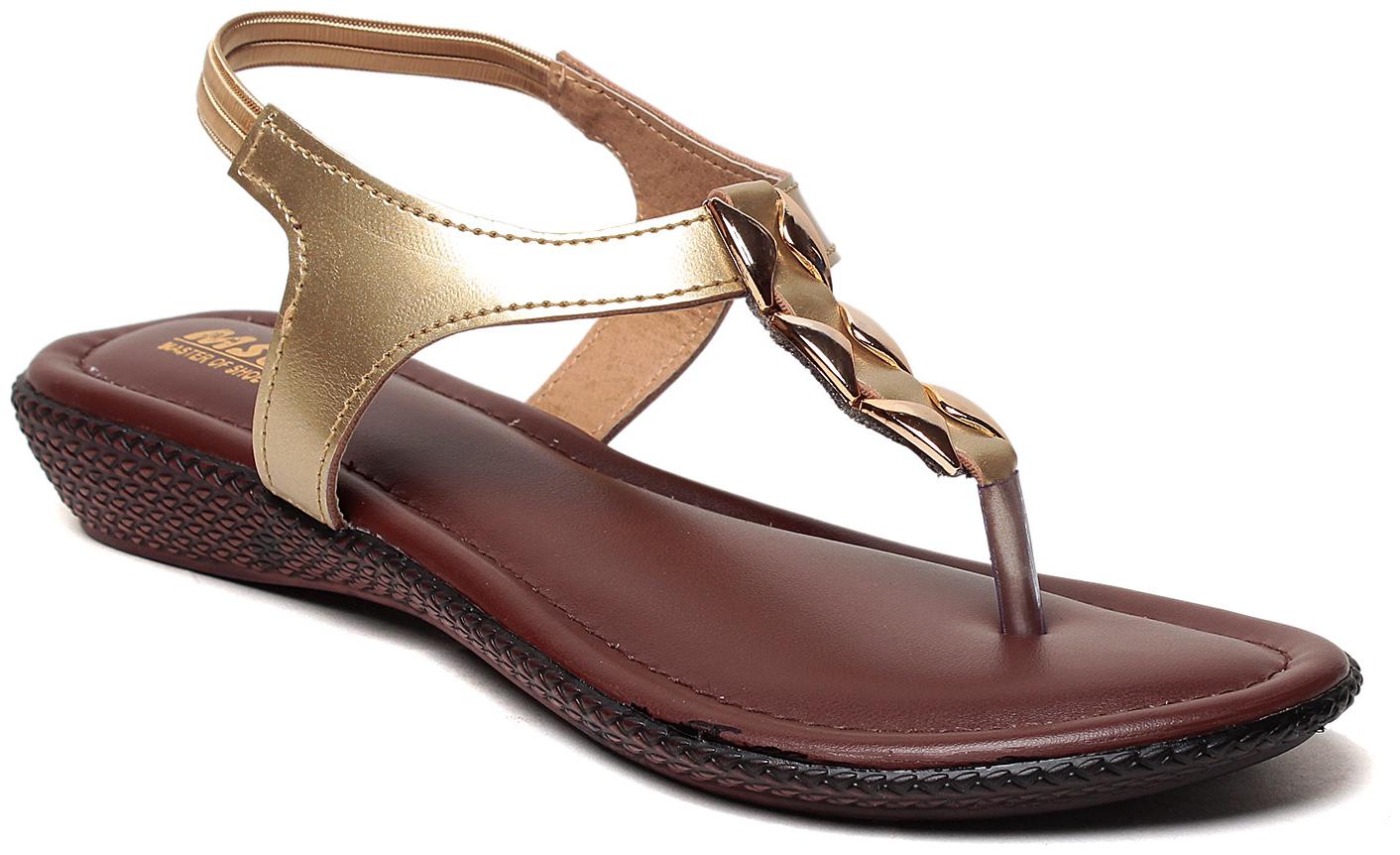 

MSC Women Gold T-Strap Flats