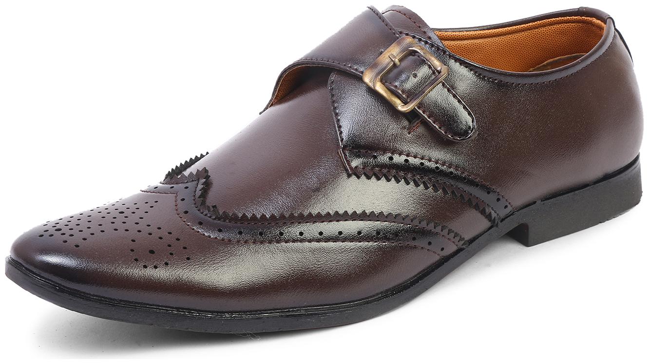 

MUTAQINOTI Men Brown Monk Shoes Formal Shoes - MQRGSMBB