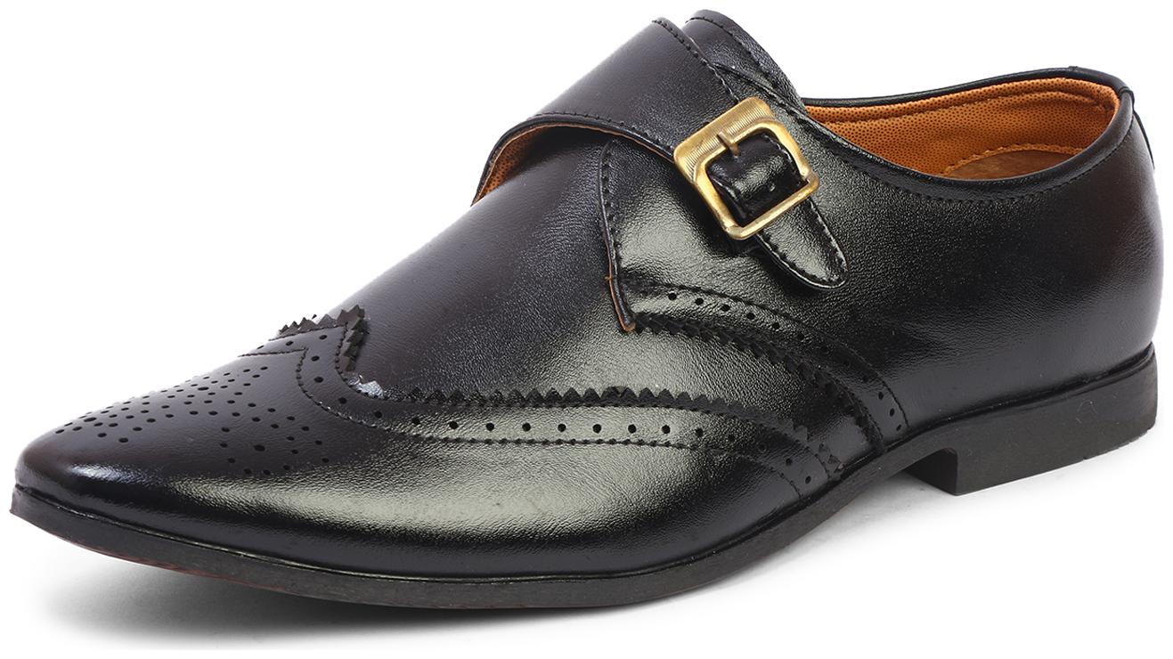 

MUTAQINOTI Men Black Monk Shoes Formal Shoes - MQRGSMJB
