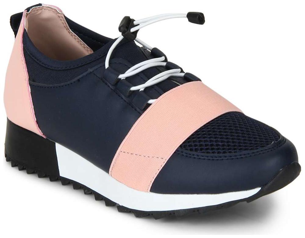 

Truffle Collection Navy Pink Mesh Lace-Up Sneakers
