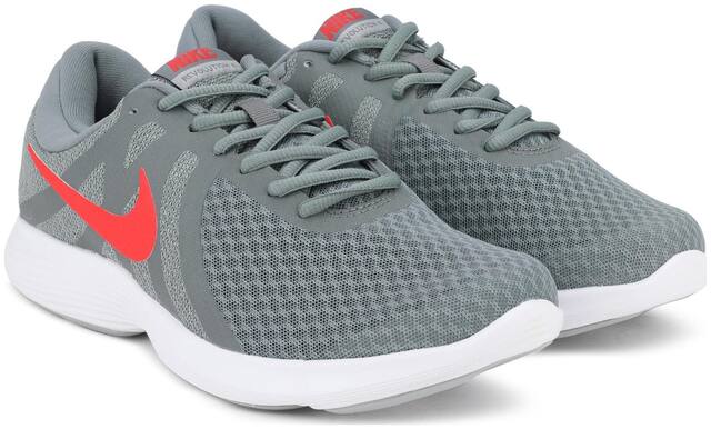 NIKE Men's Revolution 4 Cool Grey/Habanero Red - Wolf Grey - White Running Shoes 908988-013