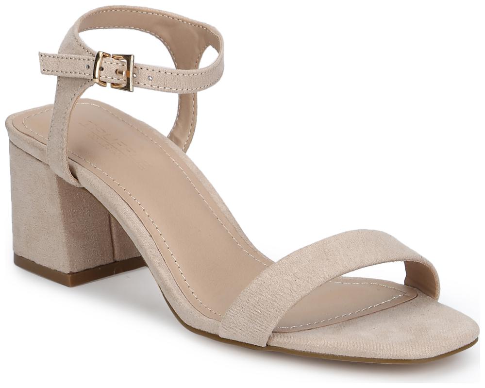 

Nude Micro Thin Ankle Strap Low Block Heels
