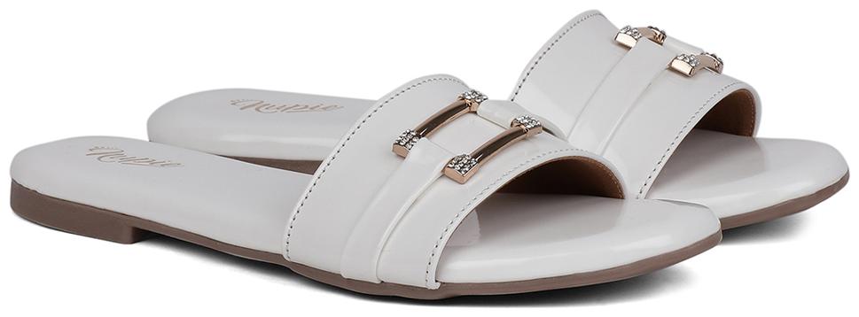 

Nupie Women white colored slip on flat sandals