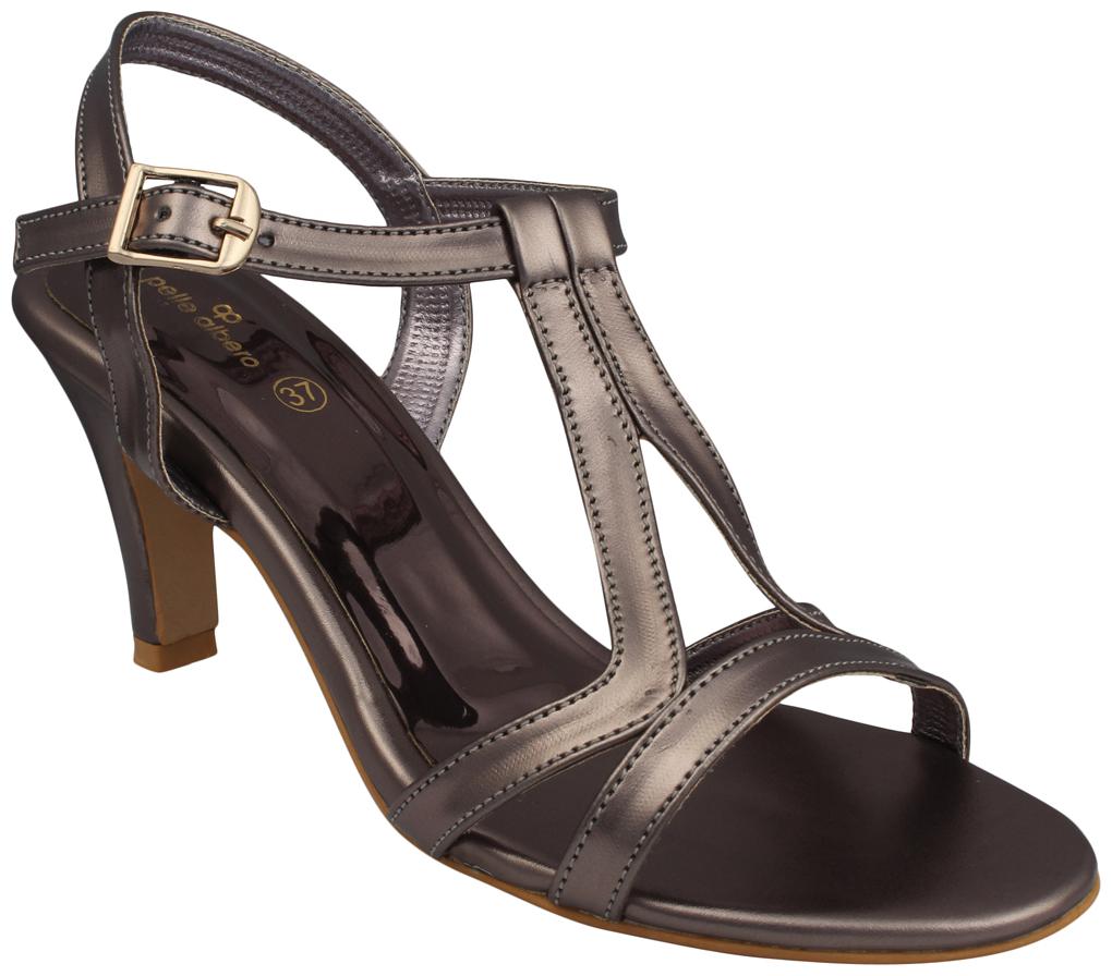 

PELLE ALBERO Women Grey Heeled Sandals