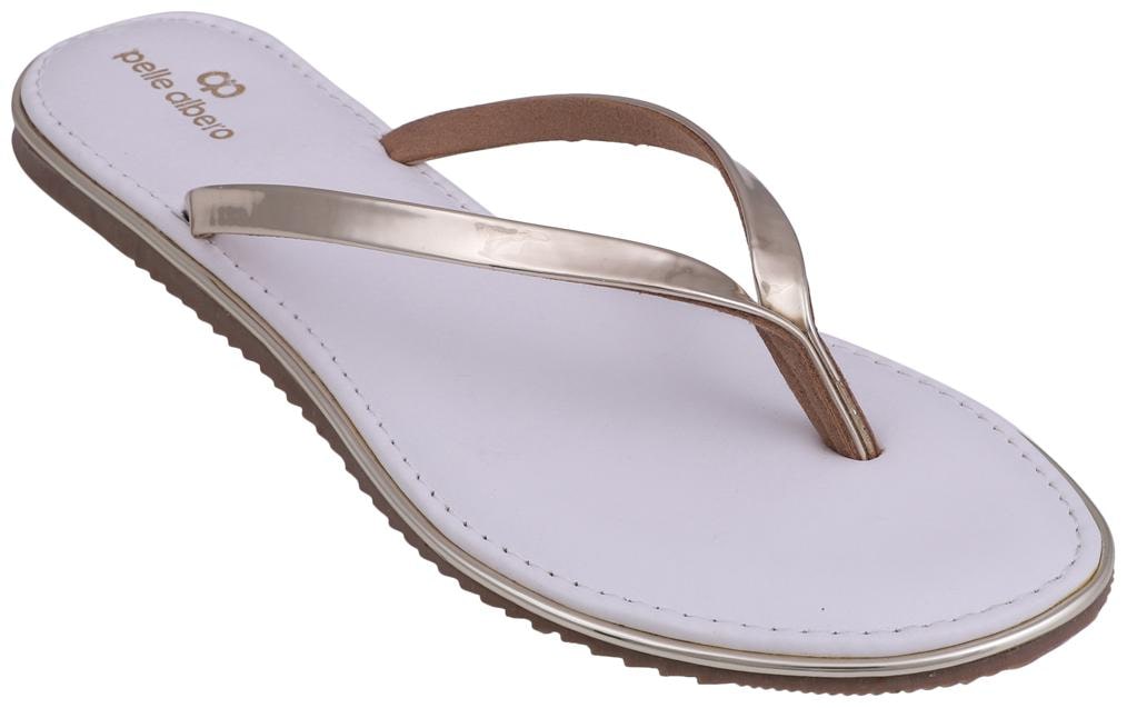 

Pelle Albero Womens White Comfortable Flat Slippers