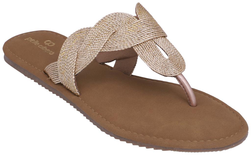 

Pelle Albero Womens Gold Comfortable Flat Slippers