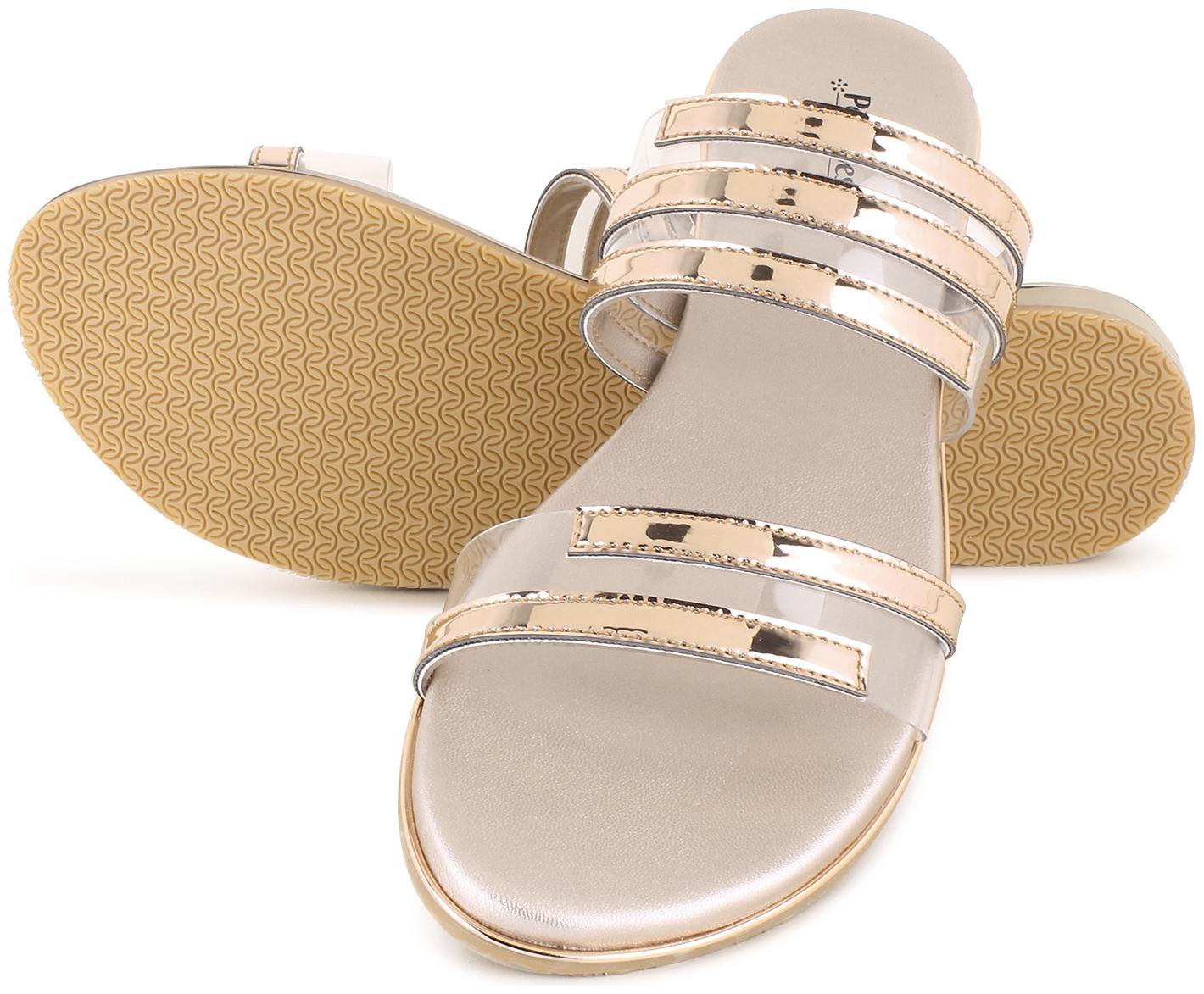 

Pepitoes Women Gold Open Toe Flats