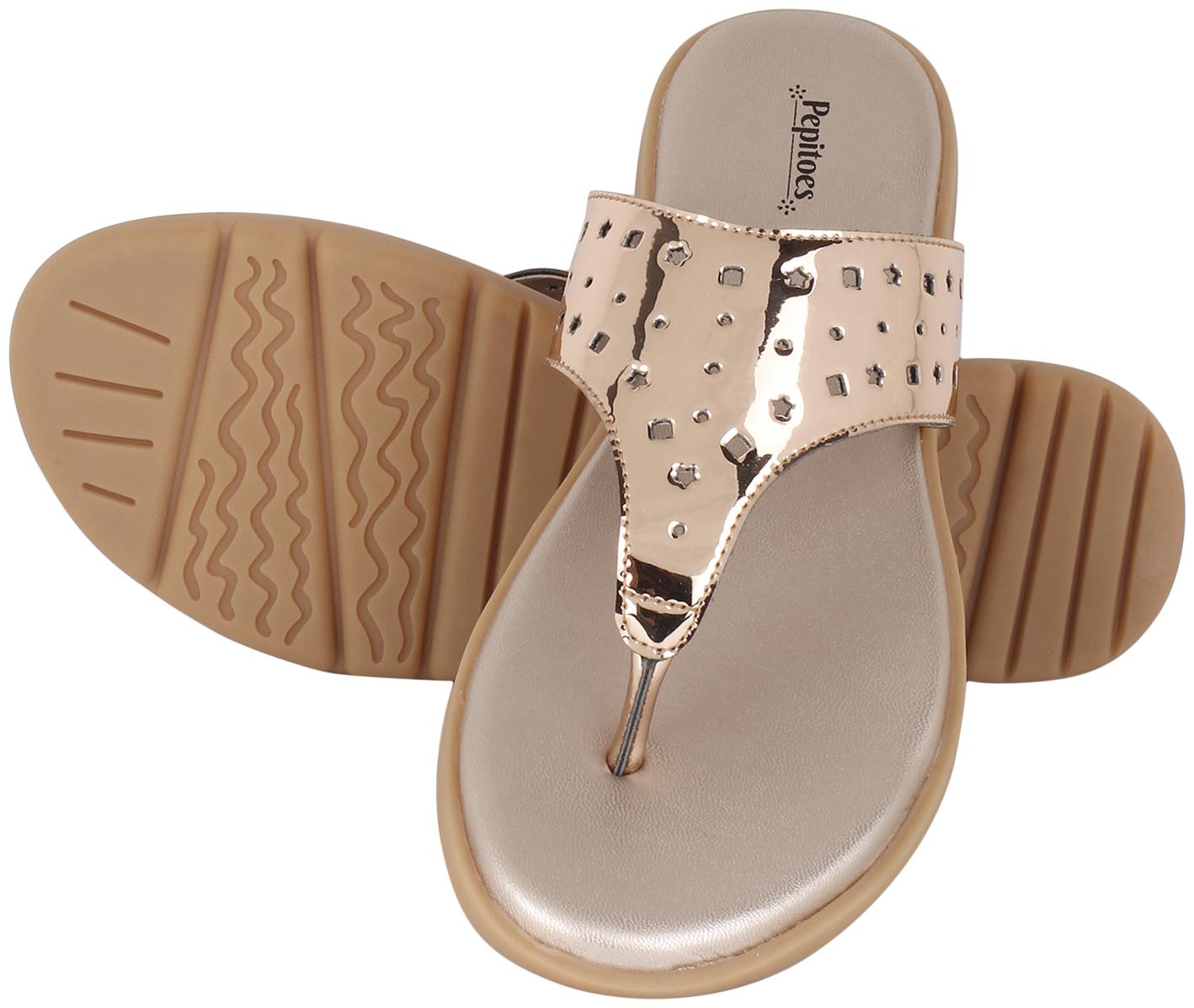 

Pepitoes Women Gold T-Strap Flats