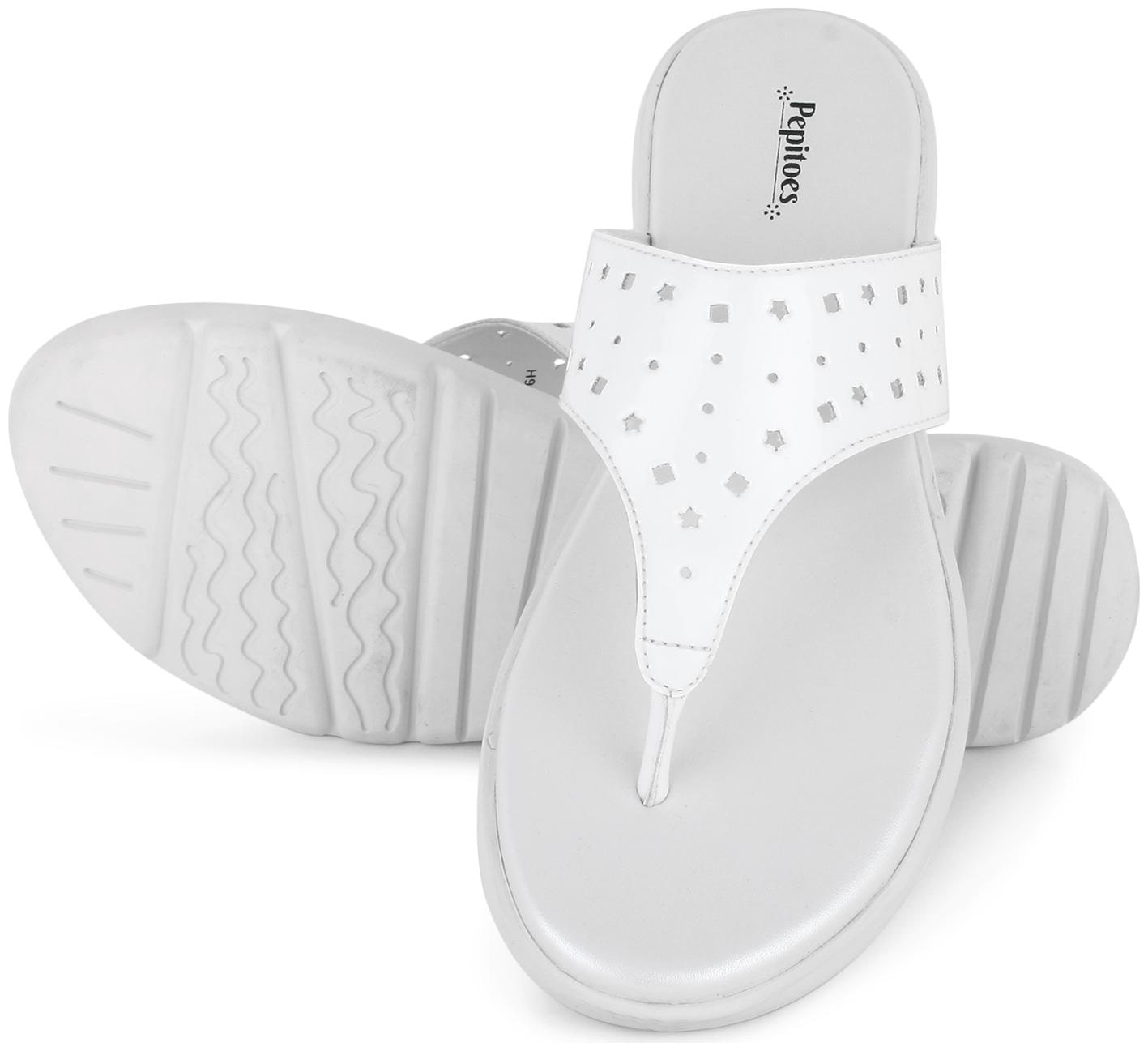 

Pepitoes Women White T-Strap Flats