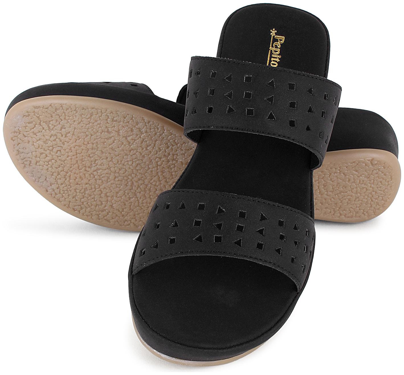 

Pepitoes Women Black Open Toe Flats