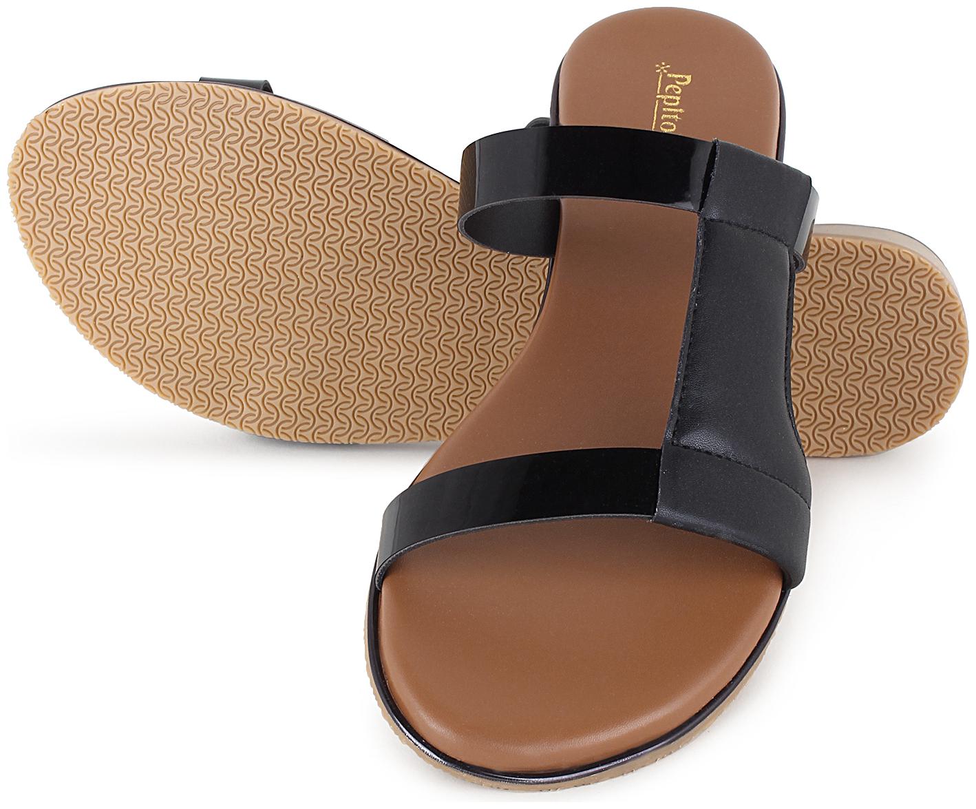 

Pepitoes Women Black Open Toe Flats