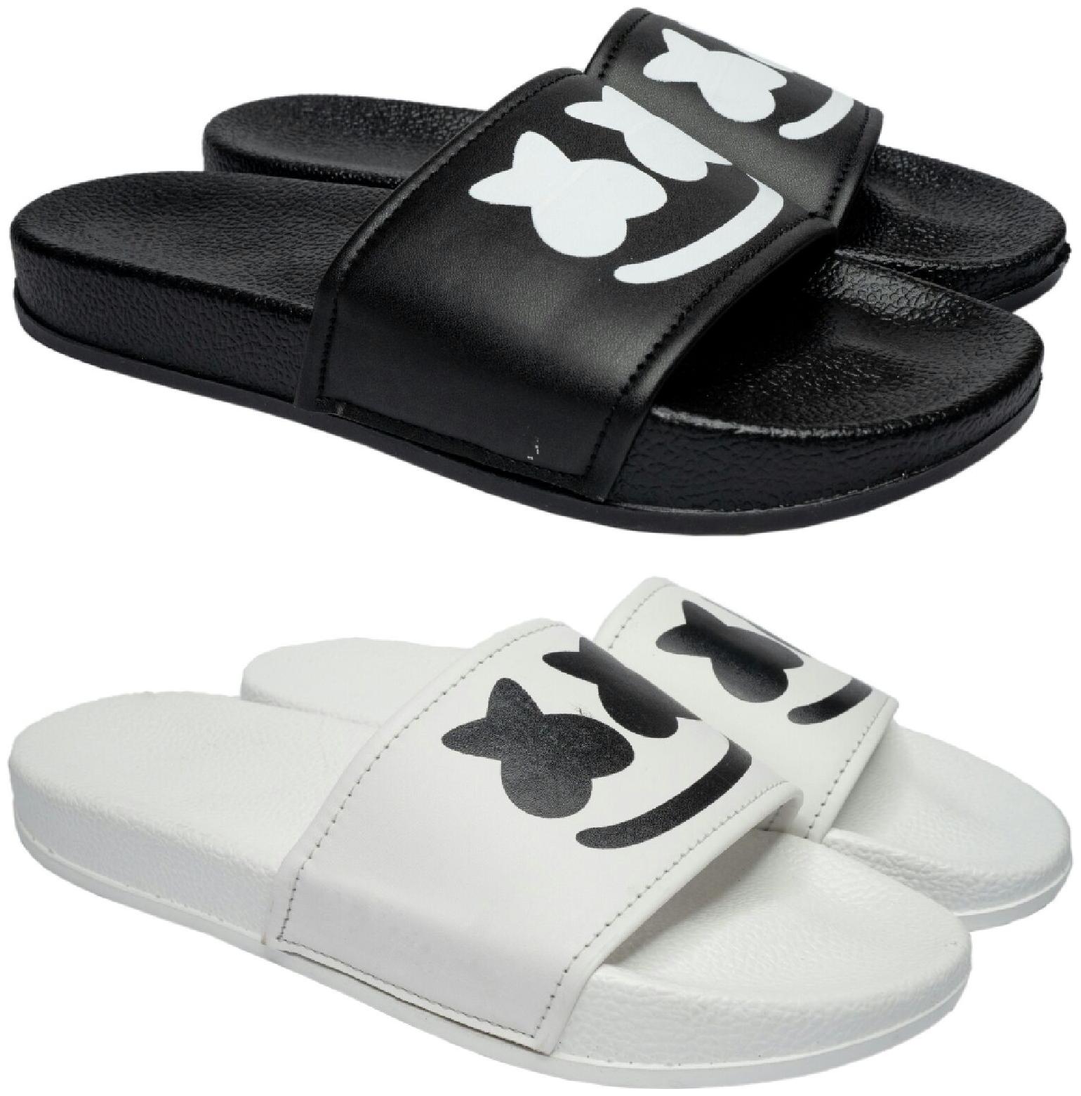 

PERY-PAO Men Black White Sliders - 2 Pair