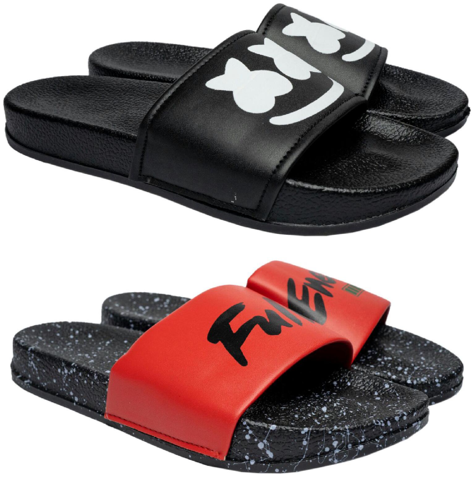 

PERY-PAO Men Black Sliders - 2 Pair
