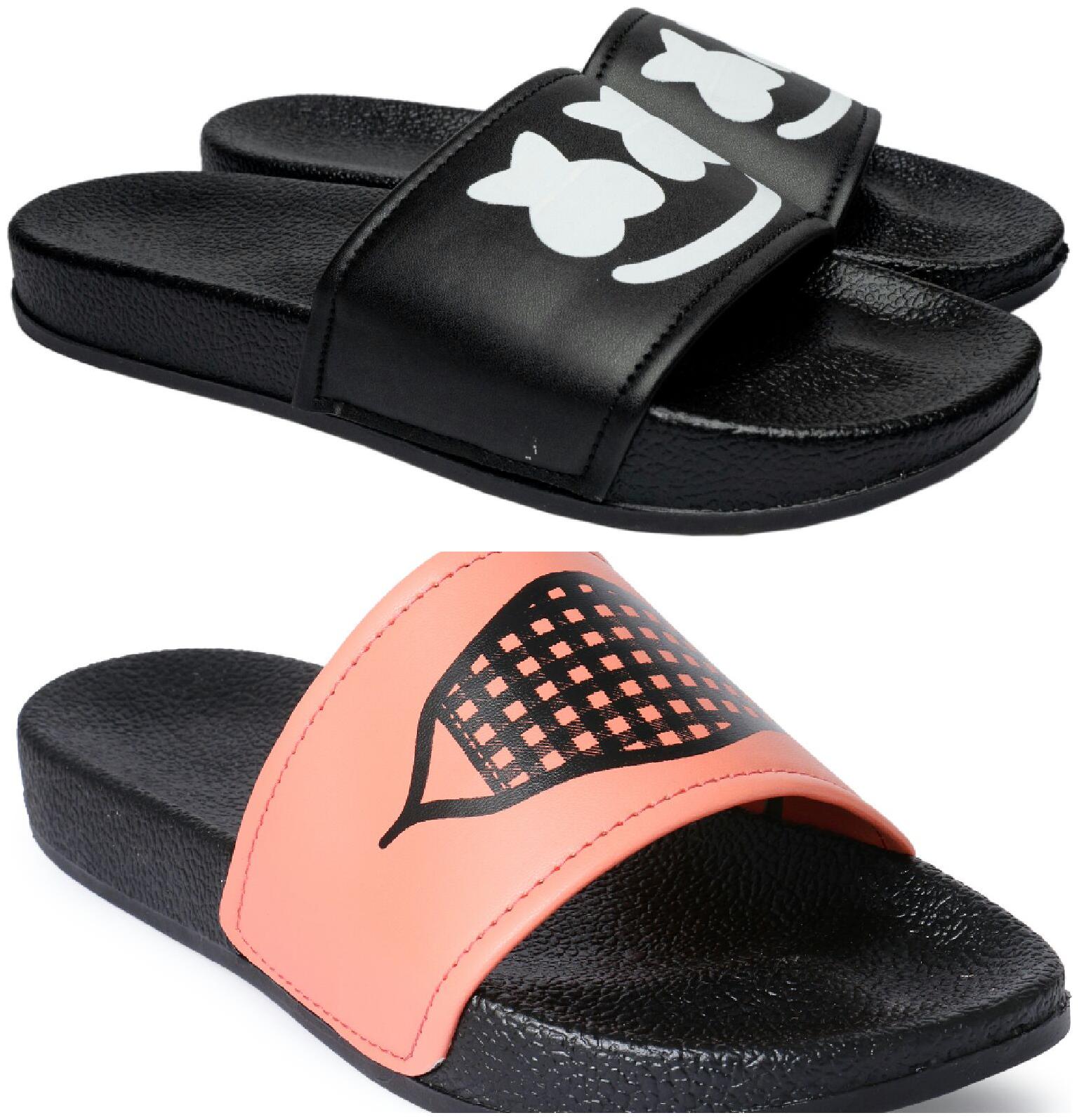 

PERY-PAO Men Black Sliders - 2 Pair