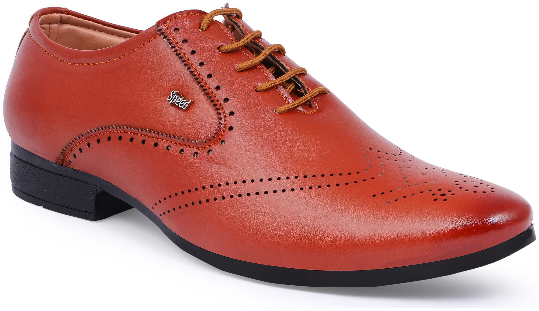 

PERY-PAO Tan Lace-up Shoes