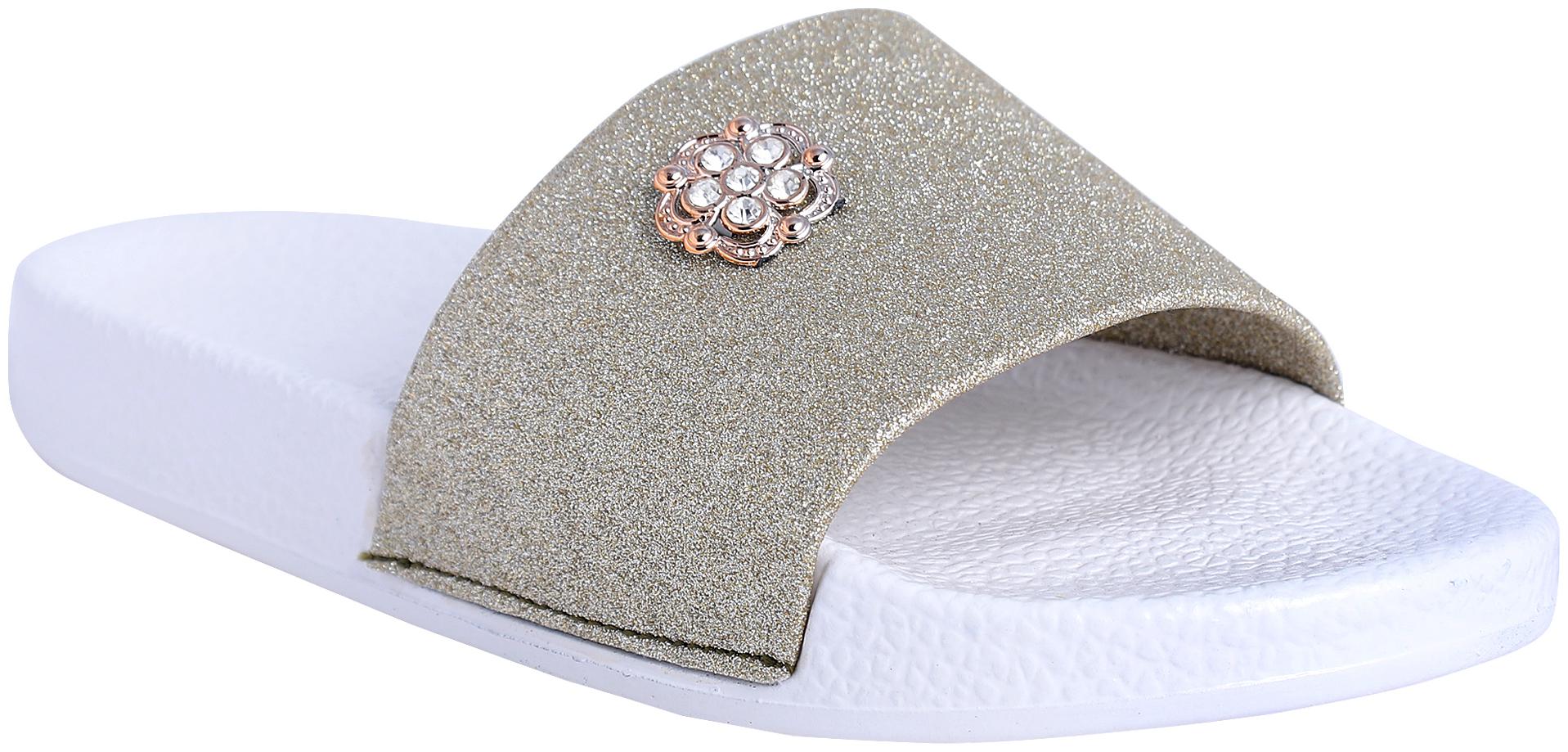 

PERY-PAO Women s White Silver Flip Flops
