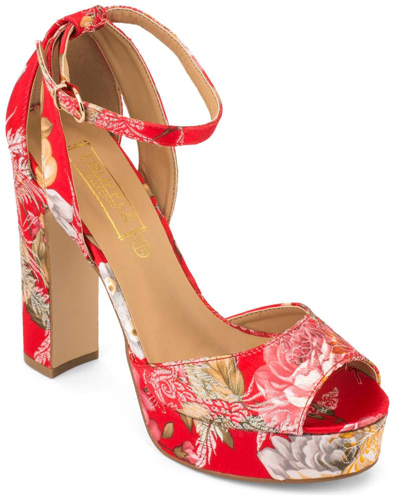 floral print block heels