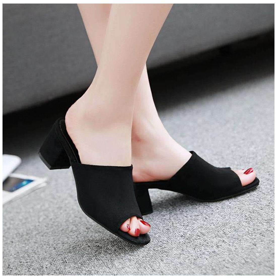 pkkart black block heels