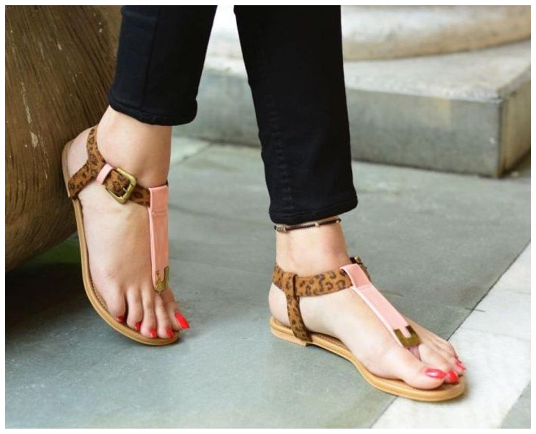 

PKKART Women Peach T-Strap Flats