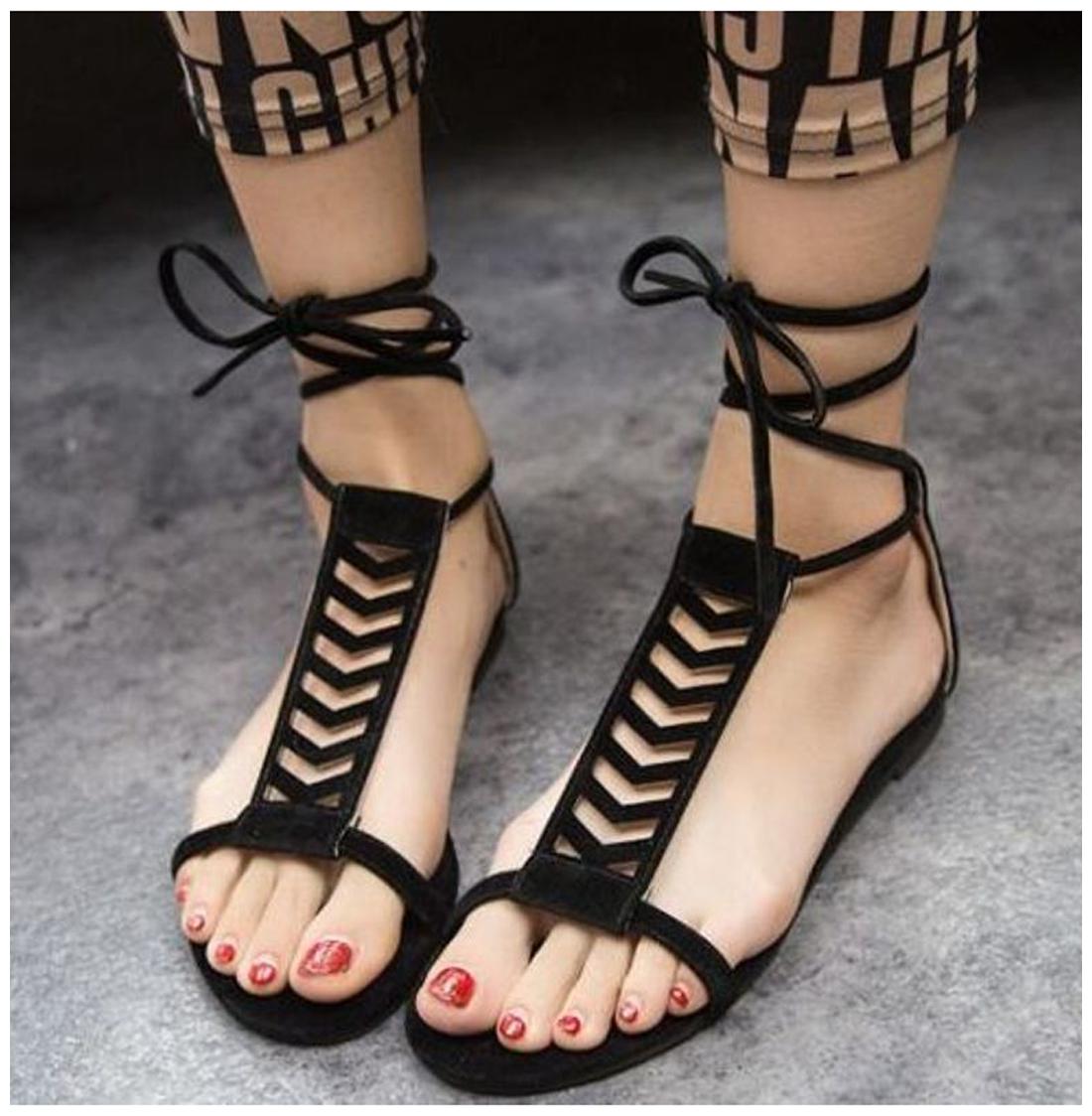 

PKKART Women Black Sandals