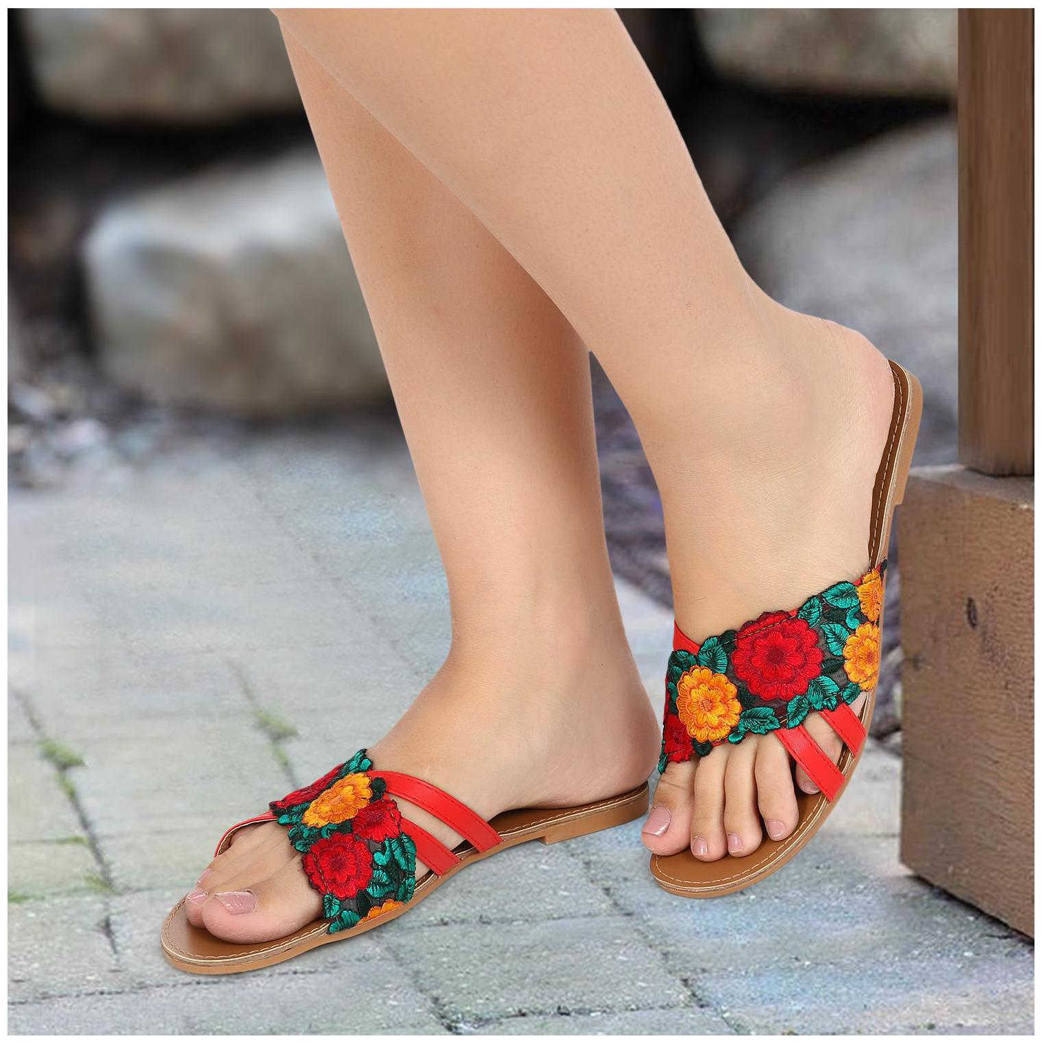 

PKKART Women Multi-Color Open Toe Flats