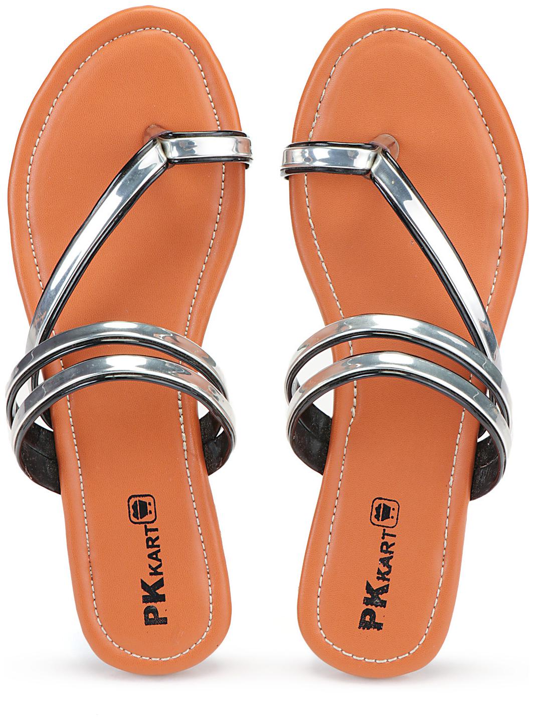

PKKART Women Black Silver One Toe Flats
