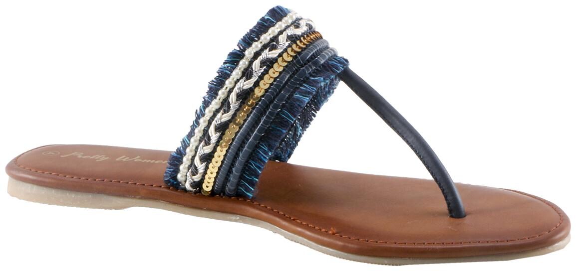 

Pretty Women Women Blue T-Strap Flats