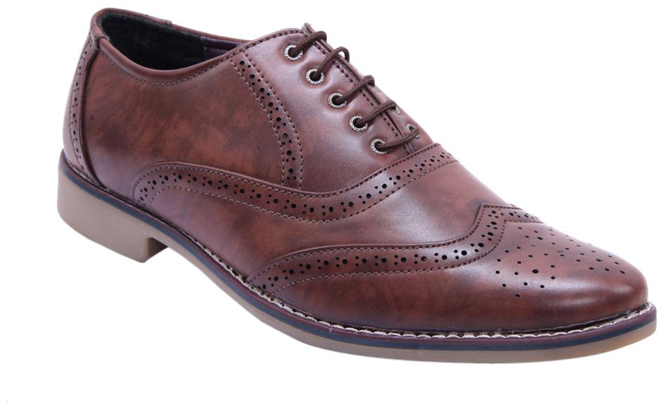 

PS Men Brown Synthetic Lace up Formal Brouge Officewear Wedding