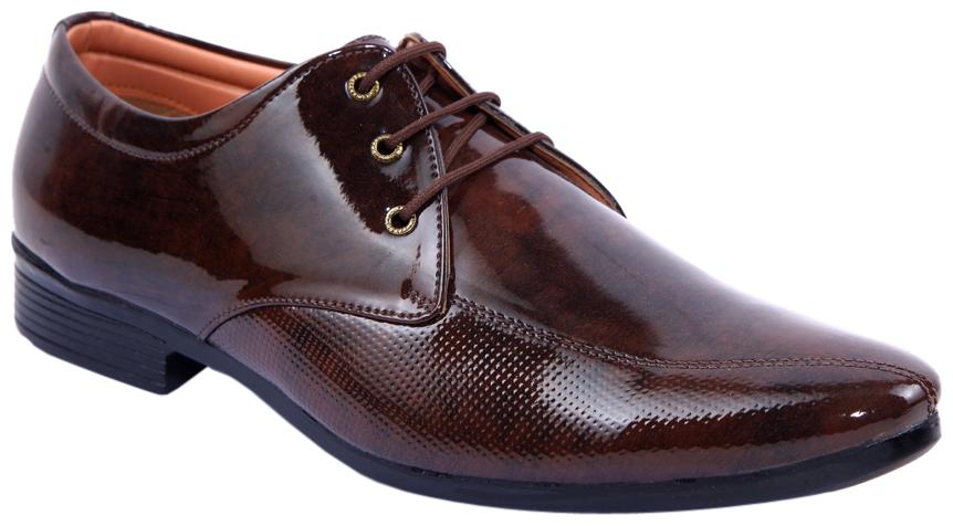 

PS Men Brown Patent Lace up FORMAL SHOE OFFICEWEAR PARTYWEAR