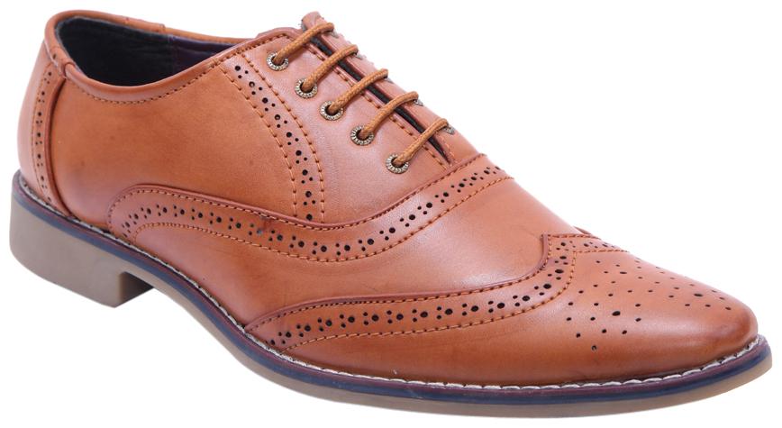 

PS Men Tan Synthetic Lace up Formal Brouge Officewear Wedding
