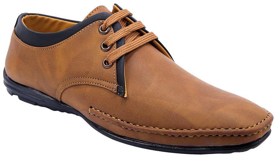 

PS Men Tan Synthetic Leather Lace up Formal Shoe