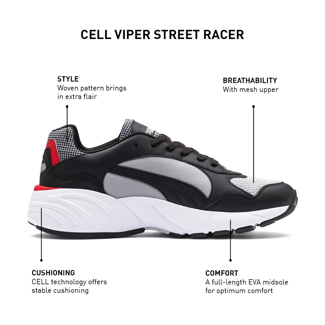 

Puma Cell VIPER Street Racer Men White Classic Sneakers - 369808