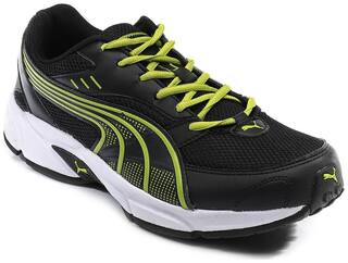 Puma Men Pluto DP Black and Lime Punch Running Shoes
