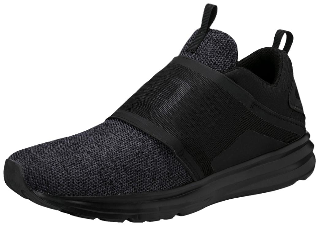 

Puma Men s Enzo Strap Knit Black Running Shoes