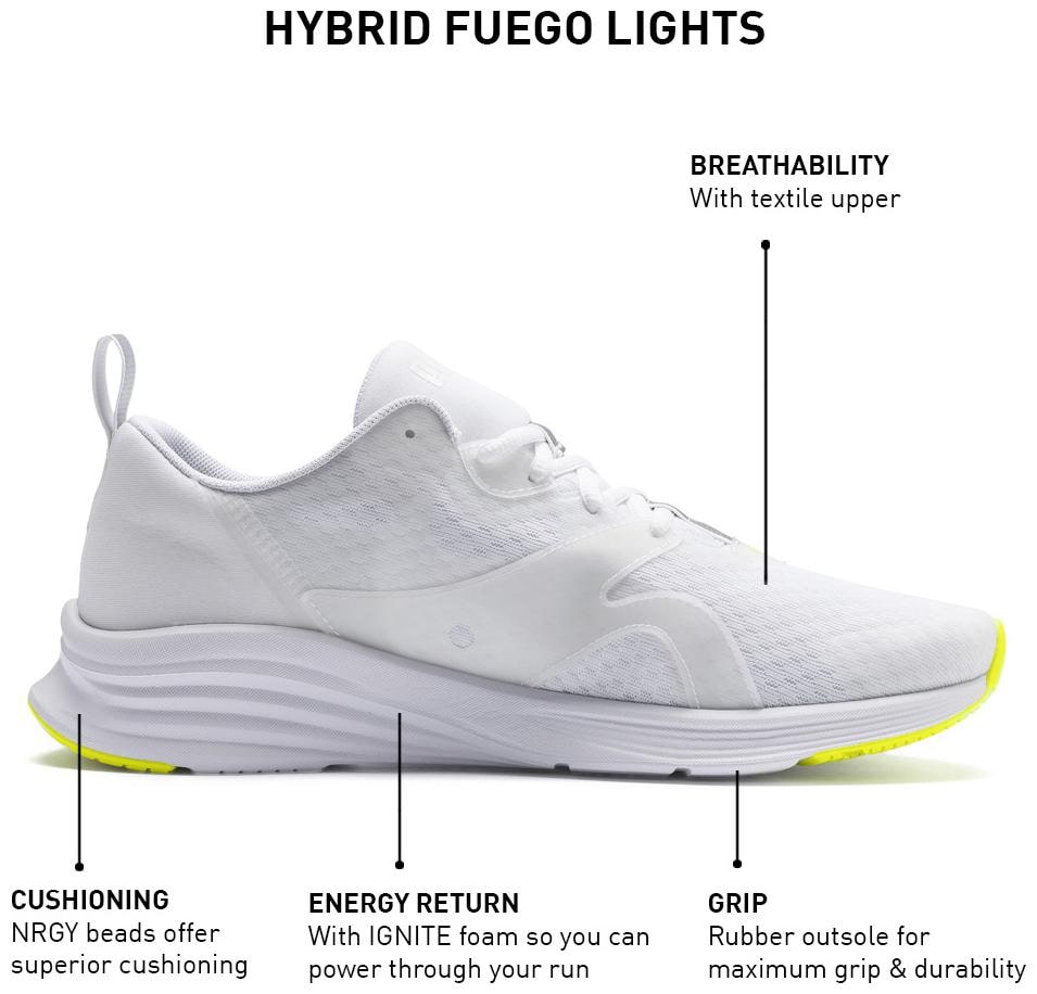 

Puma Men Hybrid Fuego Lights Running Shoes ( White )