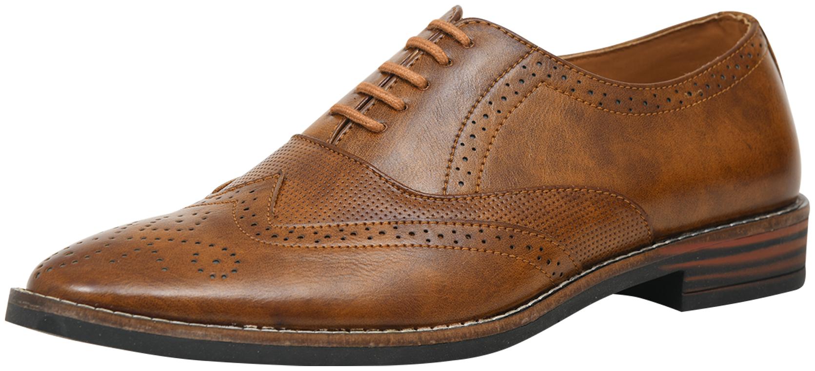 

Red Arrow Mens Patent Leather Formal Broke Tan Lace up Shoes Party Wear Formal Shoes