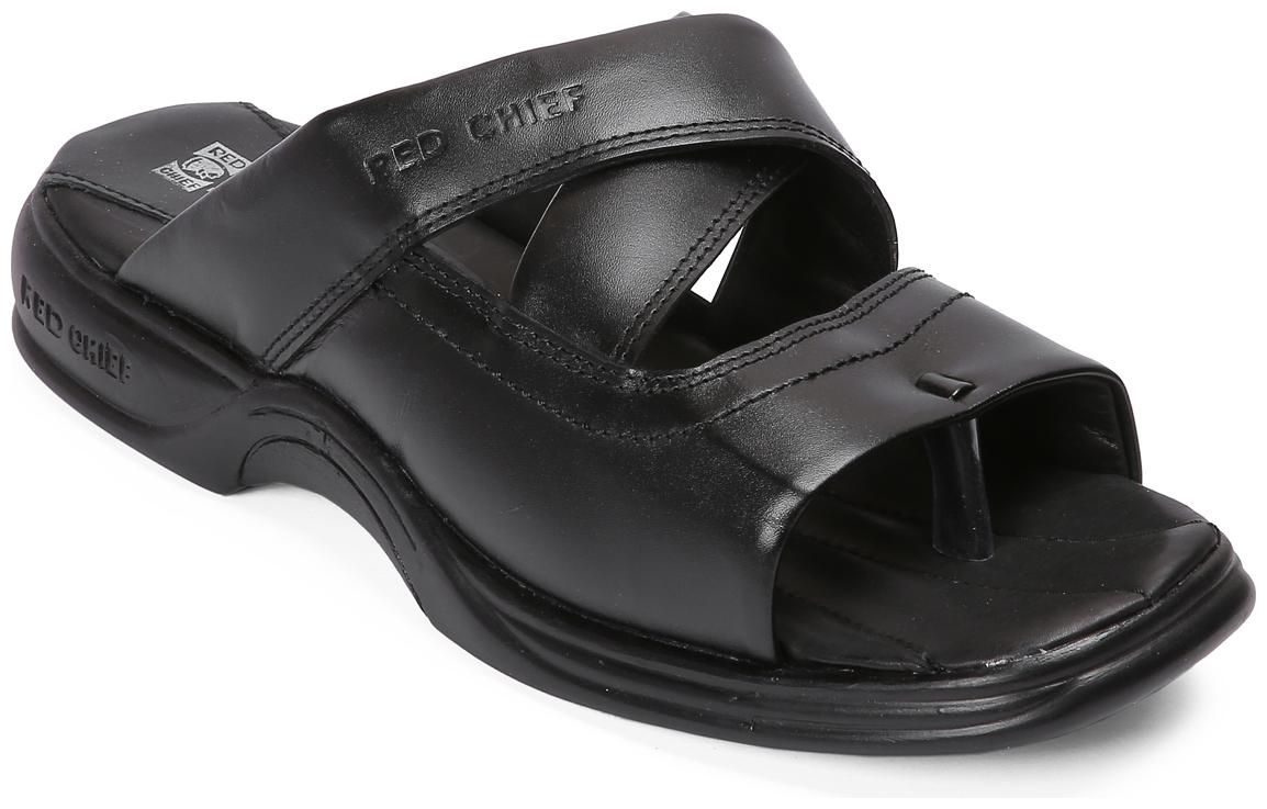 

Red Chief Men Black Outdoor Slippers