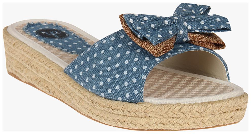 

Red Pout Women Blue and Beige Slippers