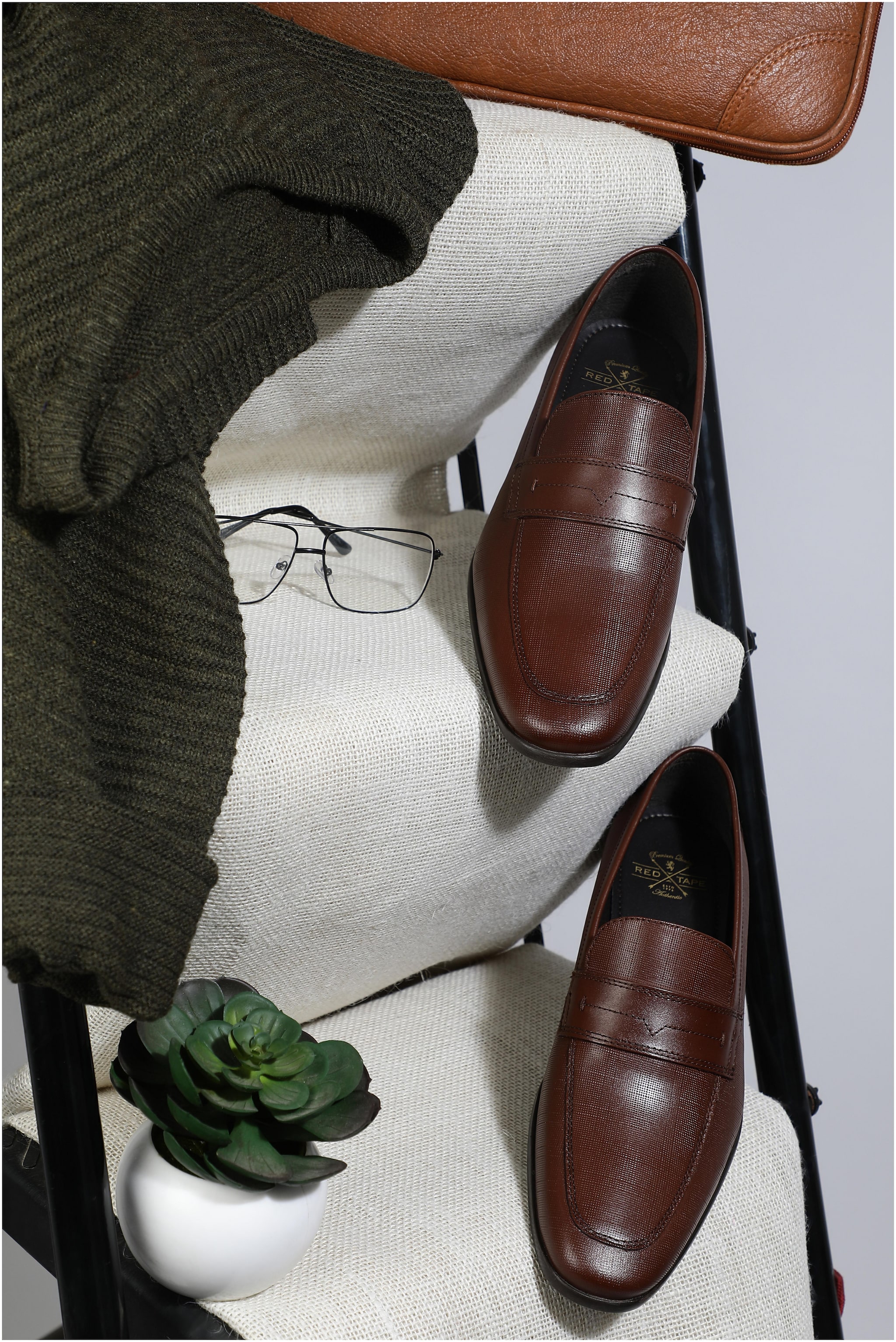 

Red Tape Men Brown Slip-On Formal Shoes - RTE305