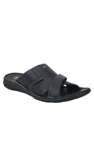 Red Tape Men Black Leather Sandals