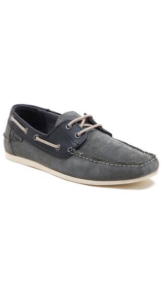 Red Tape Men Grey Leather Boat Shoes